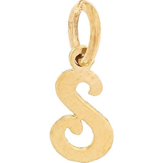 Cursive Letter "S" Charm 14k Gold 9.5mm