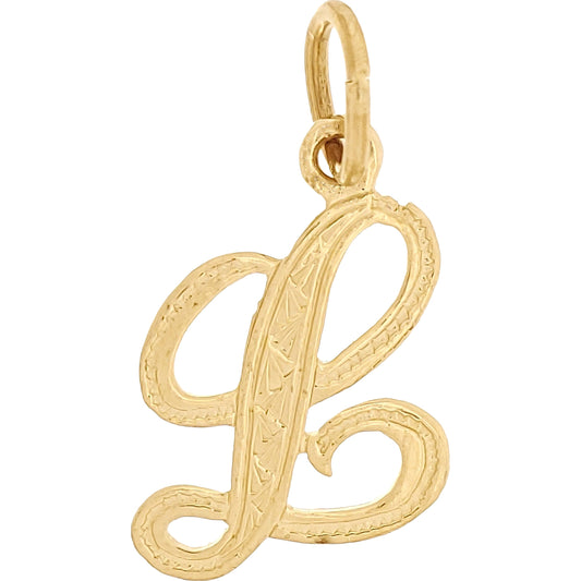 Cursive Letter "L" Charm 14k Gold 14mm