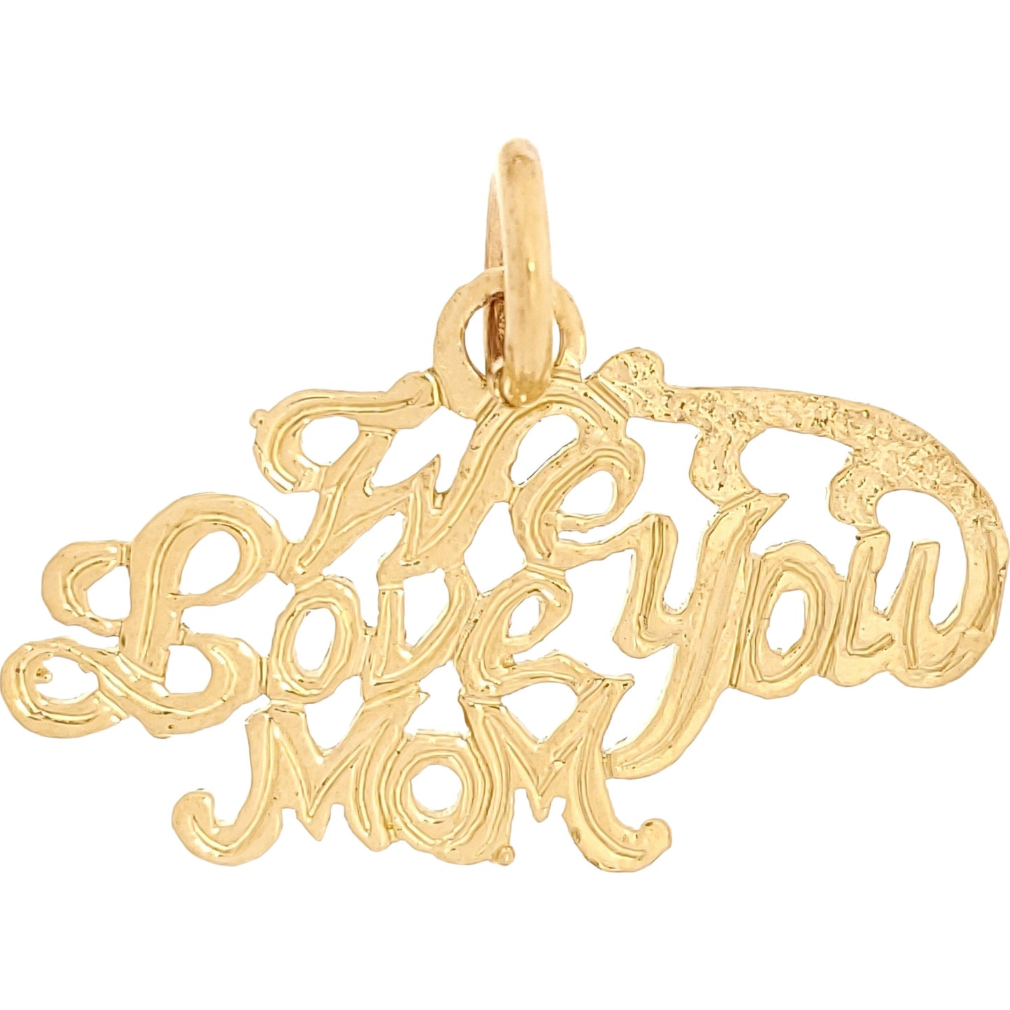 We Love You Mom Charm 16mm & 18" Chain 14k Gold