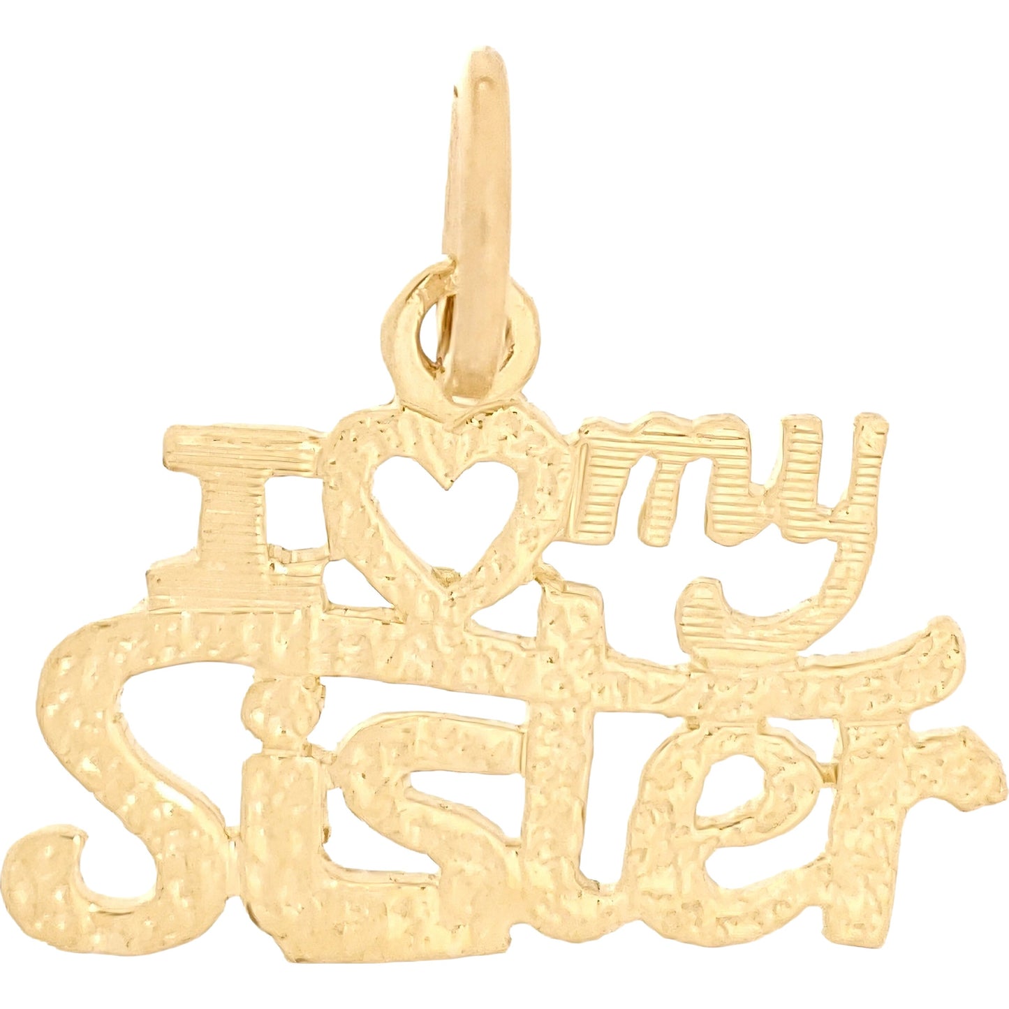I Love My Sister Charm 14k Gold 14mm
