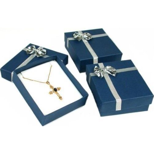 Blue Bow-Tie Jewelry Gift Box Pendant Earrings Showcase Display