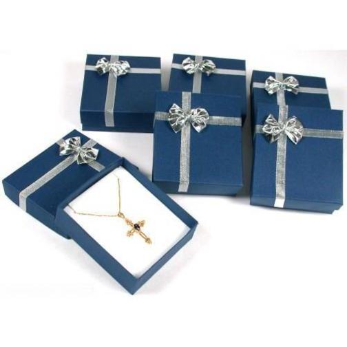 Blue Bow-Tie Jewelry Gift Box Pendant Earrings Showcase Display
