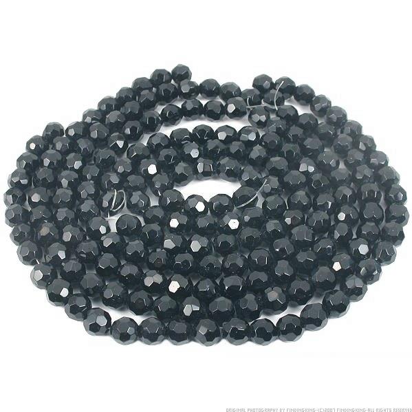 Round Faceted Fire Polished Chinese Crystal Beads Black 10mm 5 12" Strands