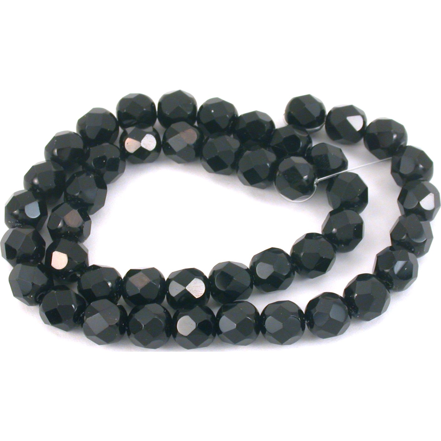 Round Faceted Fire Polished Chinese Crystal Beads Black 8mm 1 Strand