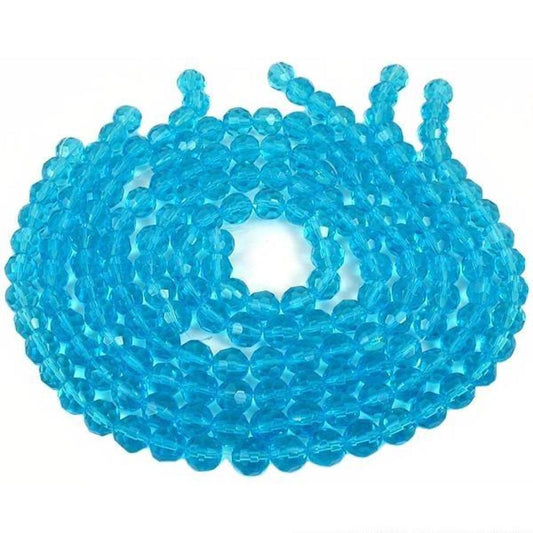 Round Faceted Fire Polished Chinese Crystal Beads Turquoise 10mm 12" Strand