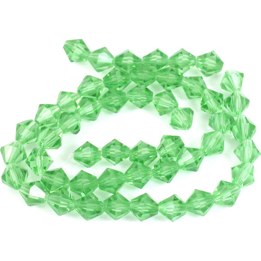 Bicone Faceted Fire Polished Chinese Crystal Beads Light Green 6mm 1 Strand