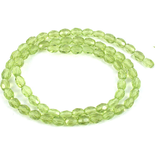 Rice Faceted Fire Polished Chinese Crystal Beads Peridot 5mm 1 Strand