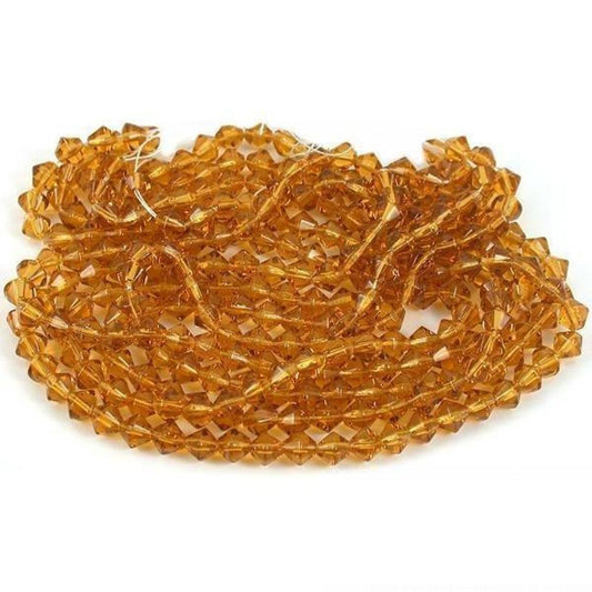 Bicone Faceted Fire Polished Chinese Crystal Beads Topaz 6mm 13" Strand
