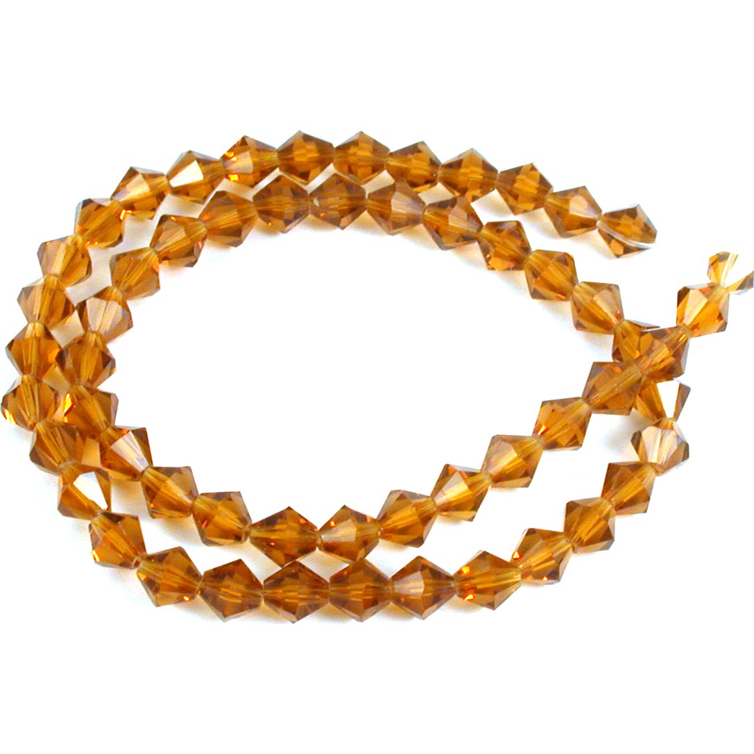 Bicone Faceted Fire Polished Chinese Crystal Beads Topaz 6mm 1 Strand