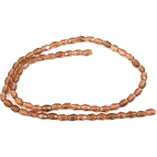 Rice Faceted Fire Polished Chinese Crystal Beads Smoked Topaz 5mm 1 Strand