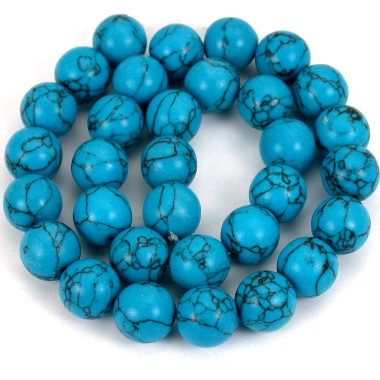 Turquoise Matrix Synthetic Round Beads 12mm 1 Strand