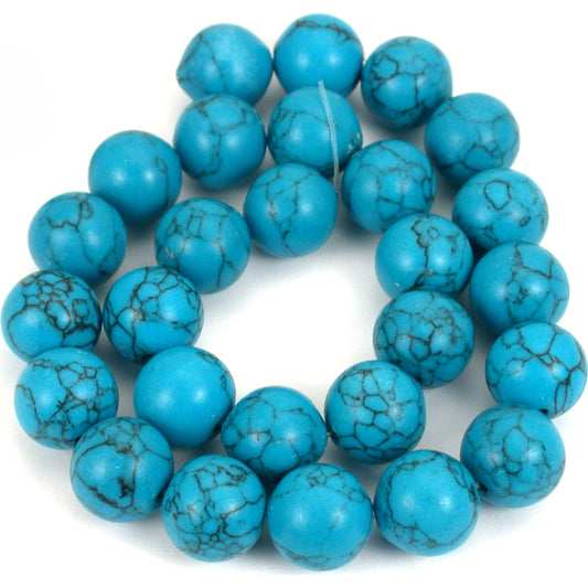 Turquoise Matrix Synthetic Round Beads 14mm 1 Strand