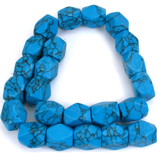 Turquoise Matrix Synthetic Barrel Faceted Beads 1 Strand