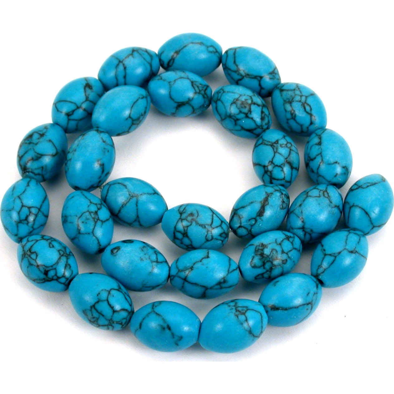 Turquoise Matrix Synthetic Rice Beads 14mm 1 Strand