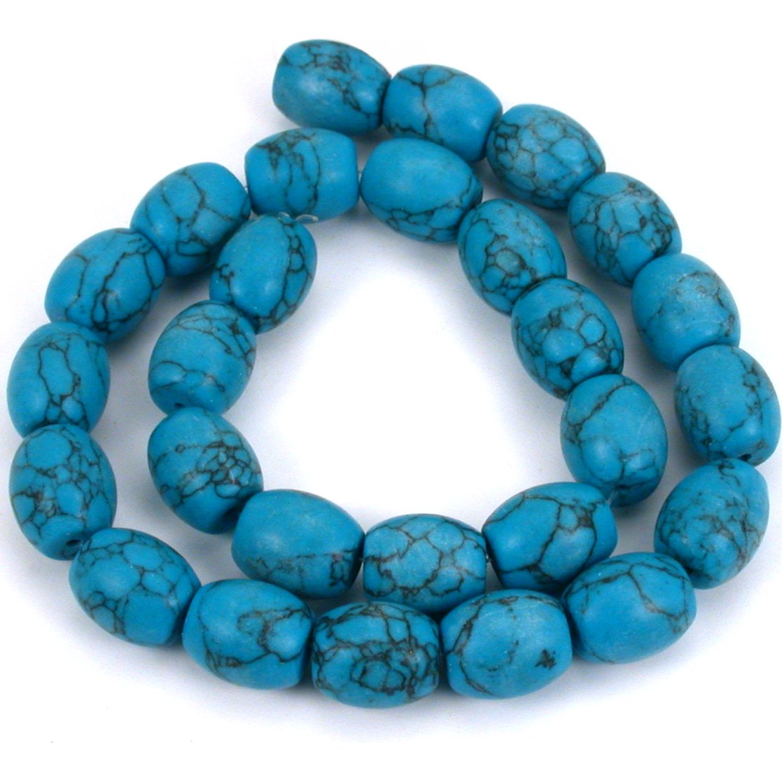 Turquoise Matrix Synthetic Barrel Beads 14mm 1 Strand