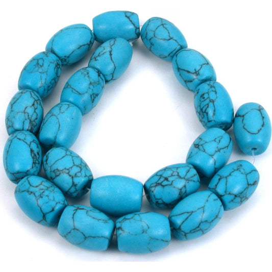 Turquoise Matrix Synthetic Barrel Beads 18mm 1 Strand