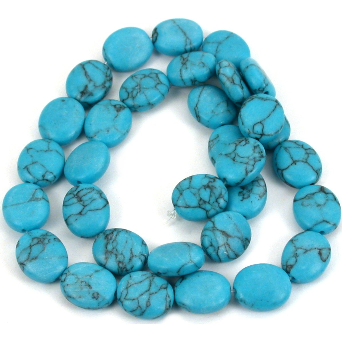 Turquoise Matrix Synthetic Flat Oval Beads 12mm 1 Strand