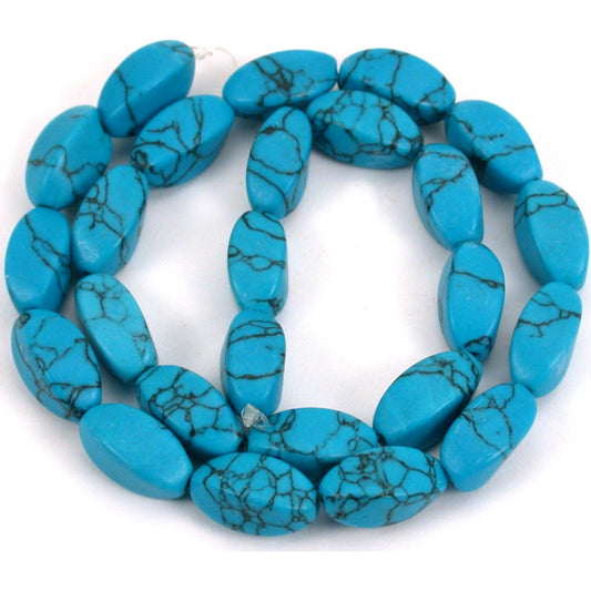 Turquoise Matrix Synthetic Twisted Beads 16mm 1 Strand
