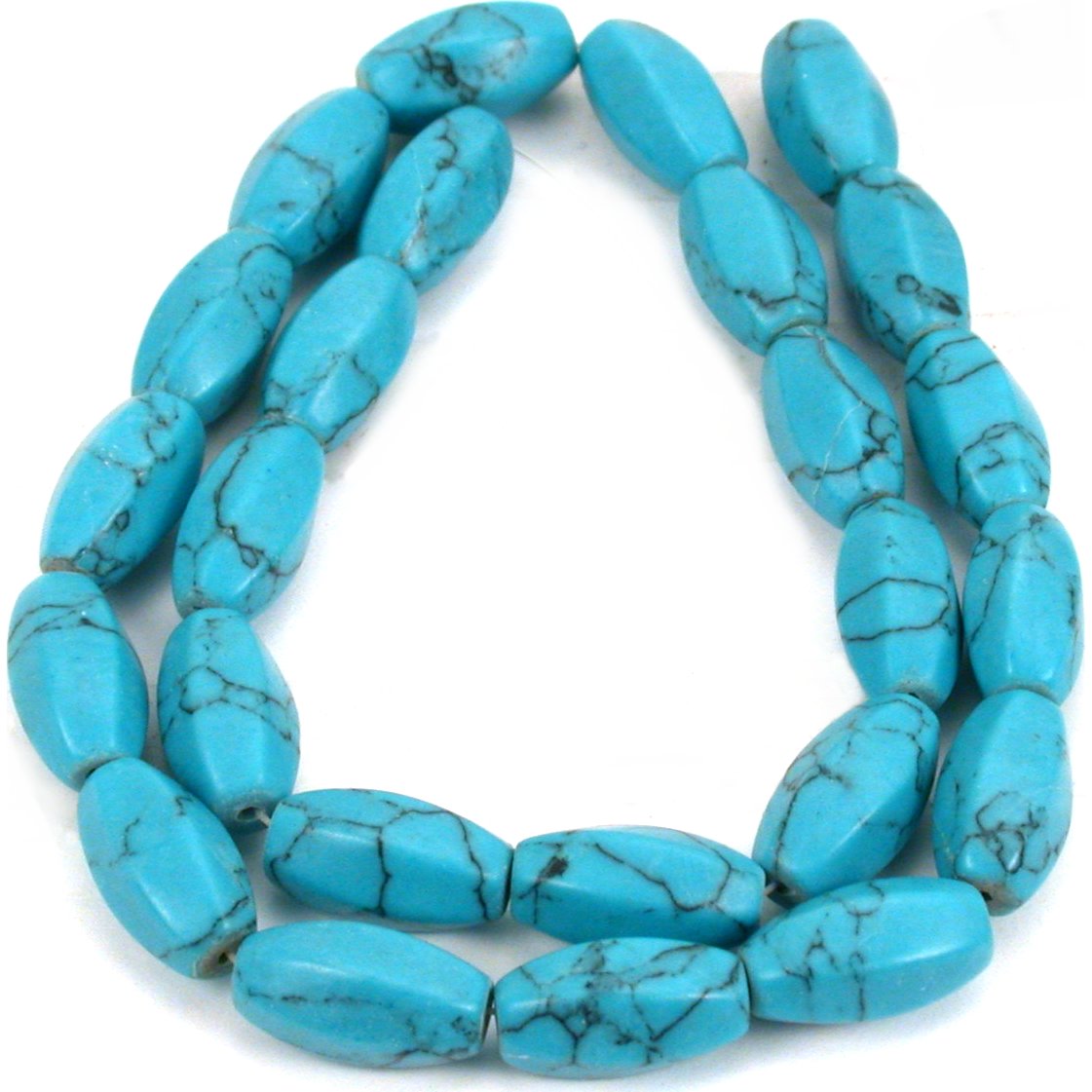 Turquoise Matrix Synthetic Rice Faceted Beads 16mm 1 Strand