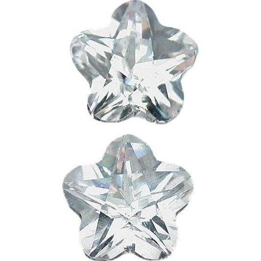 Cubic Zirconia Flower 6x6mm 2Pcs