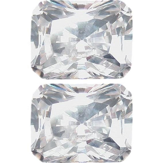 Cubic Zirconia Emerald Cut 6x8mm 2Pcs