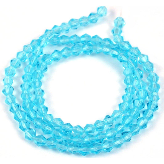 Bicone Faceted Glass Beads Aqua Blue 3mm 1 Strand