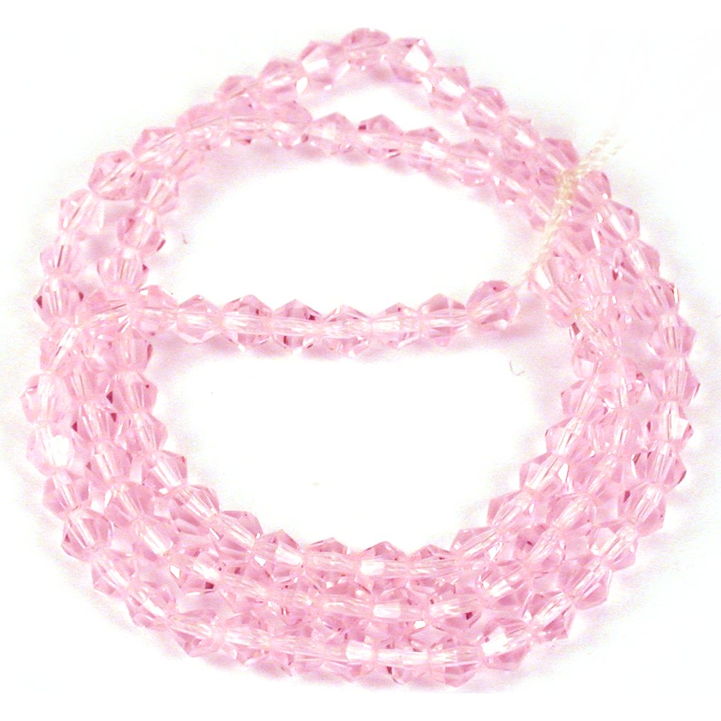 Bicone Faceted Glass Beads Pink 3mm 1 Strand