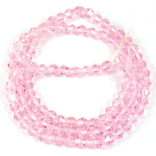 Bicone Faceted Glass Beads Pink 3mm 1 Strand