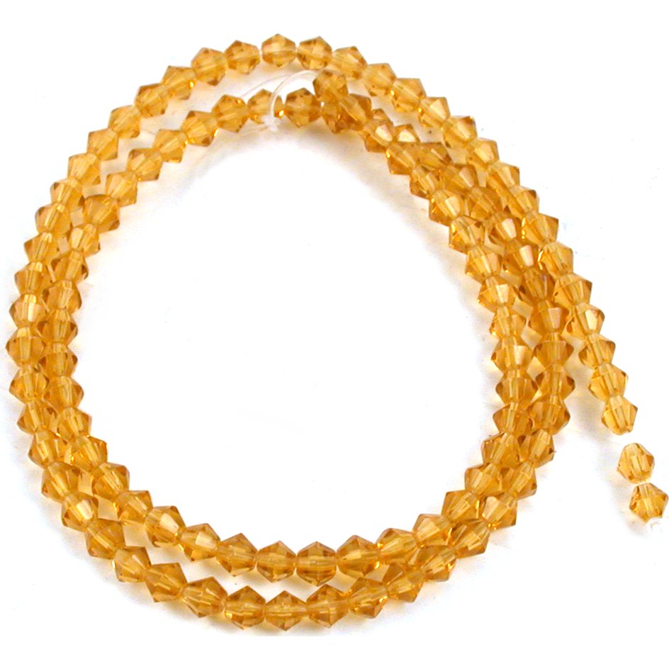Bicone Faceted Glass Beads Topaz 3mm 1 Strand