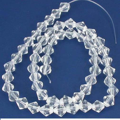 Bicone Faceted Glass Beads Clear 6mm 1 Strand