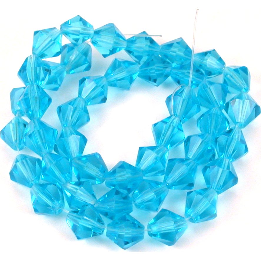 Bicone Faceted Glass Beads Aqua Blue 8mm 1 Strand
