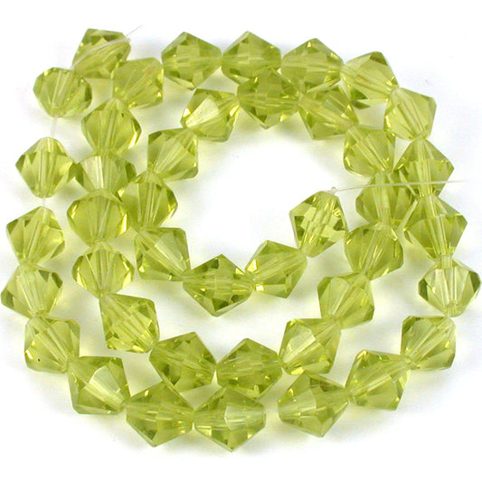 Bicone Faceted Glass Beads Lime Green 8mm 1 Strand