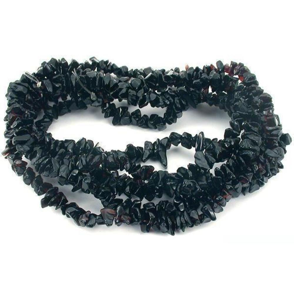 Glass Chip Beads Black 34" Strand