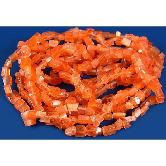 Cats Eye Chip Beads Peach 34" Strand