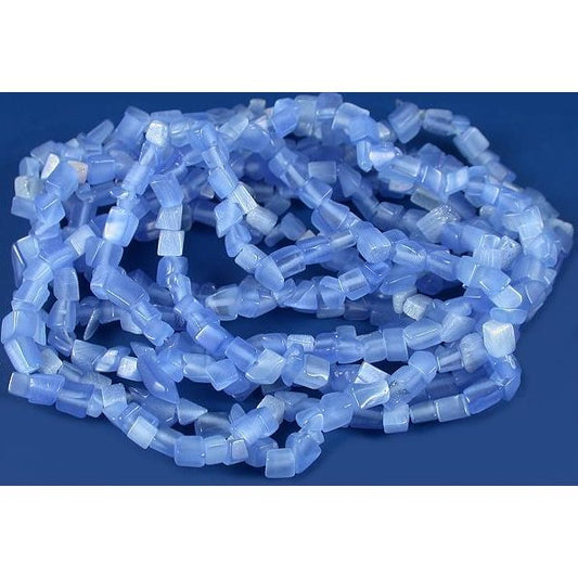 Cats Eye Chip Beads Blue 34" Strand
