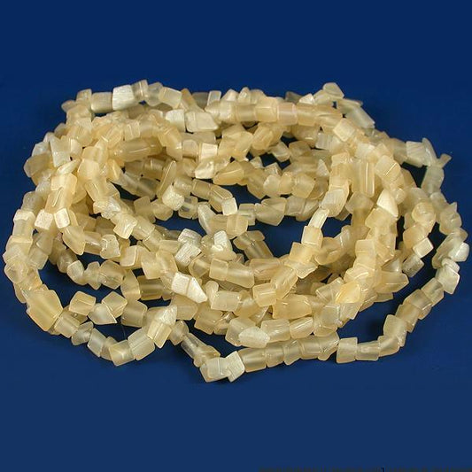 Cats Eye Chip Beads Light Yellow 34" Strand