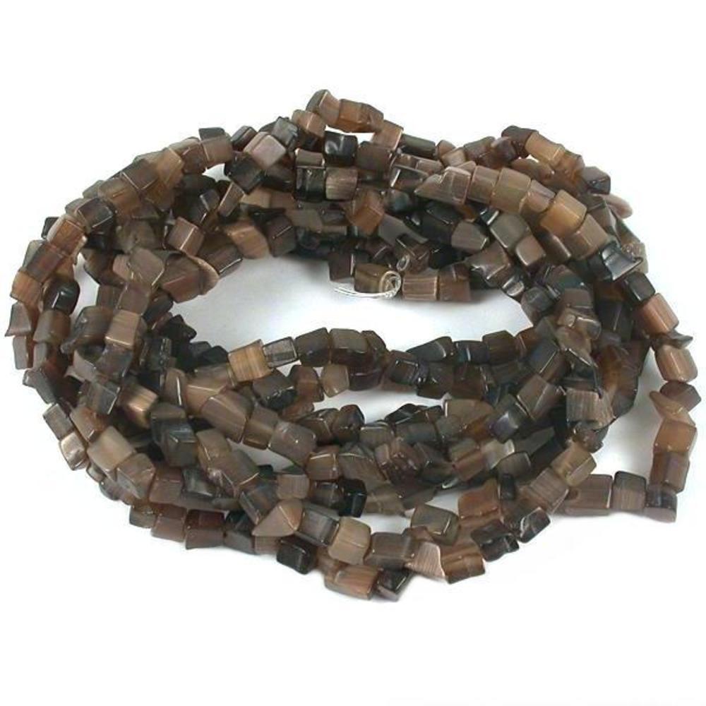 Cats Eye Chip Beads Brown 34" Strand