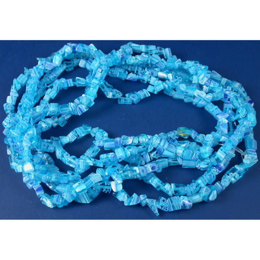 Millefiori Glass Chip Beads Blue 2 Strands