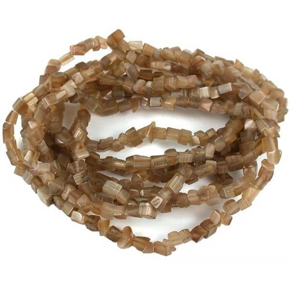 Cats Eye Chip Beads Brown 34" Strand
