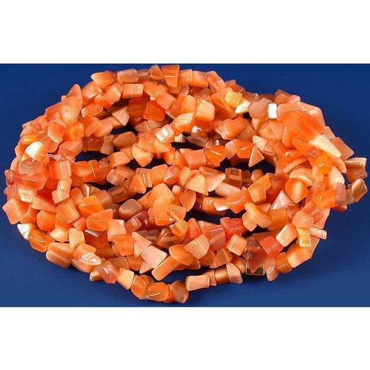 Cats Eye Chip Beads Orange 34" Strand