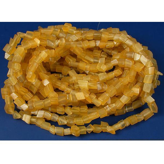 Cats Eye Chip Beads Yellow 4 34" Strands