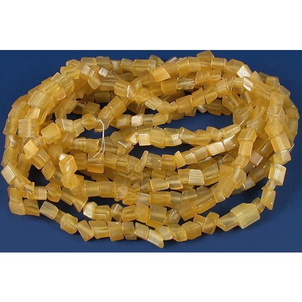 Cats Eye Chip Beads Yellow 4 34" Strands