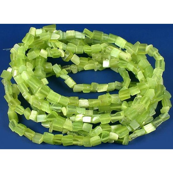 Cats Eye Chip Beads Green 34" Strand