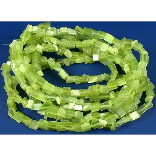 Cats Eye Chip Beads Green 34" Strand