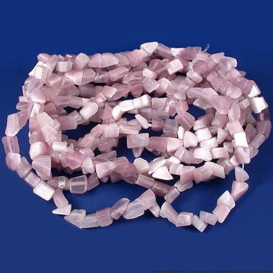 Cats Eye Chip Beads Light Purple 34" Strand