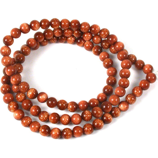 Goldstone Round Beads 4mm 1 Strand