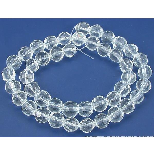 Round Faceted Glass Beads Clear 8mm 13" Strand