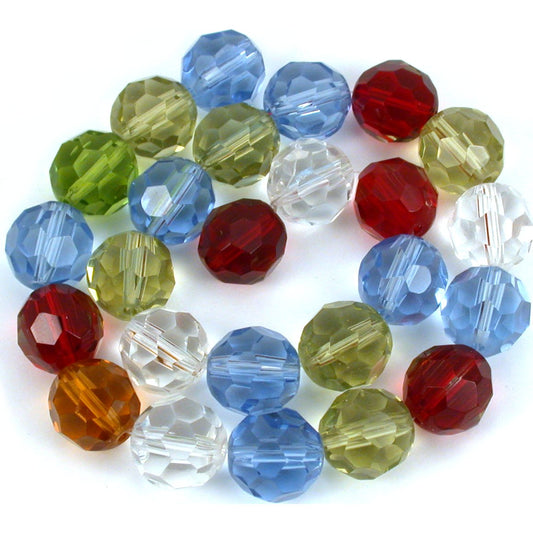 Round Faceted Chinese Crystal Beads Assortment 1 Strand