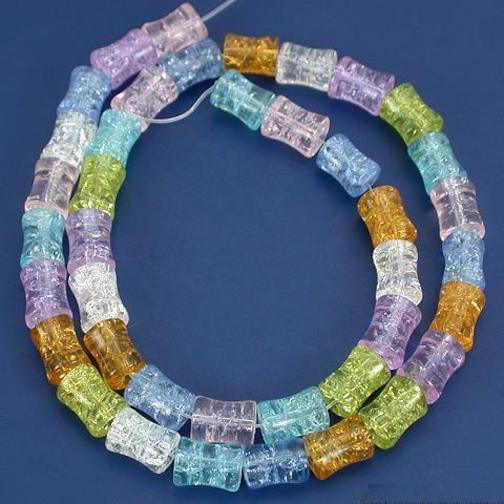 Tube Crackle Crystal Beads Assortment 1 Strand