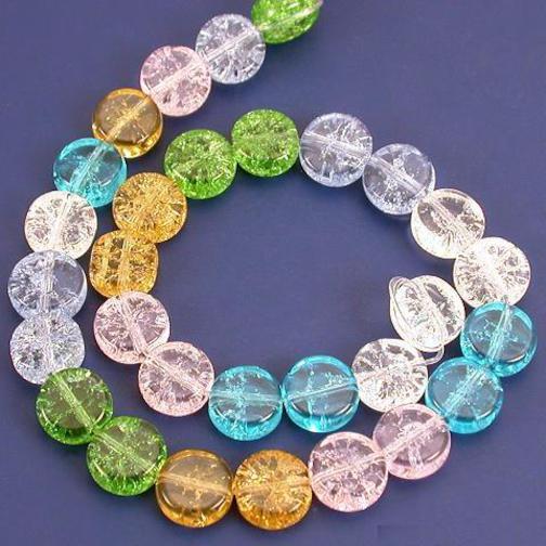 Coin Crackle Crystal Beads Assortment 10mm 1 Strand